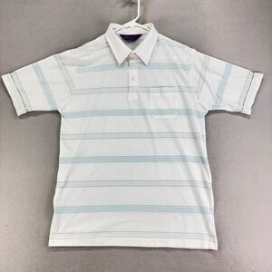 Vintage Arrow Tournament Polo Shirt Mens L White Striped Tennis Preppy Blokecore